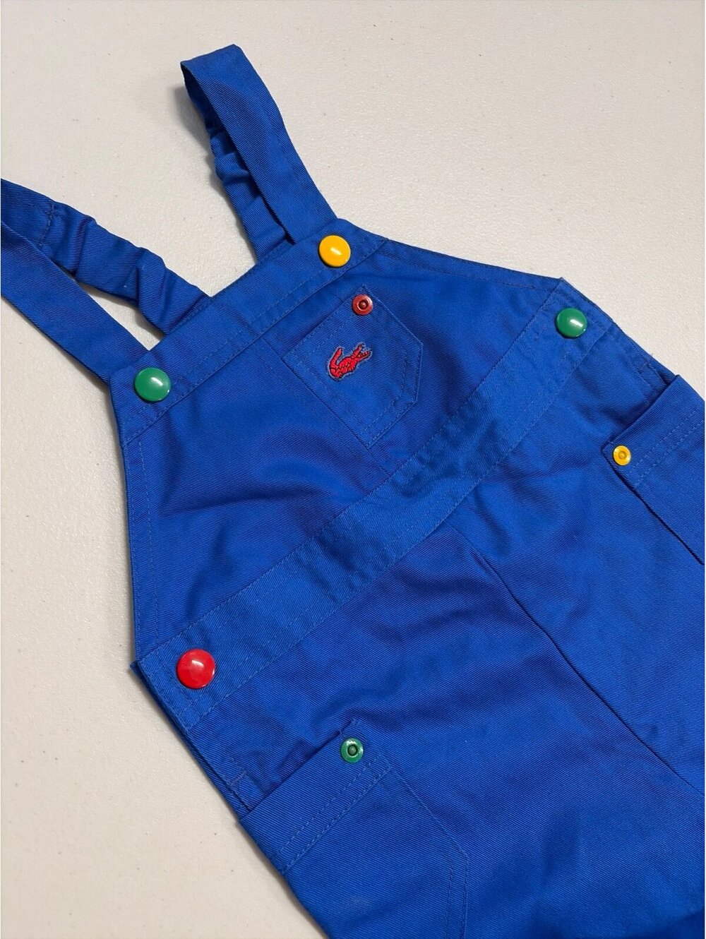 Vintage Lacoste Toddler Overalls 24 Months NWT Blue Color Snap Cotton USA